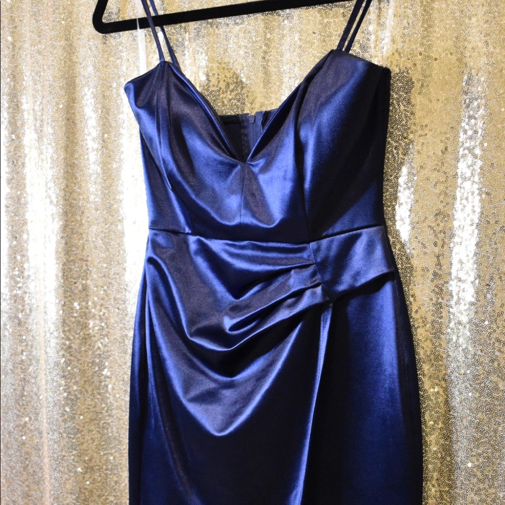 Short blue spaghetti strap dress